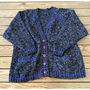 Vintage Boundary Waters Button Front Cardigan Sweater Size Large Women’s Black